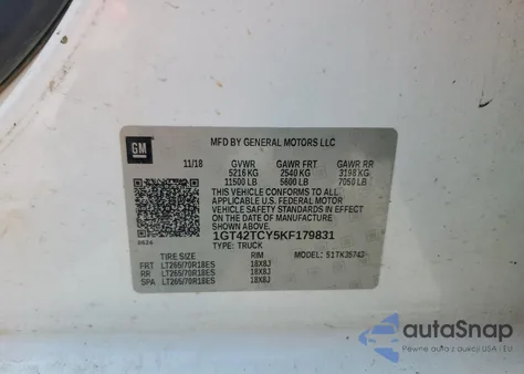 2019 GMC Sierra K3500 from USA, damaged, VIN 1GT42TCY5KF179831